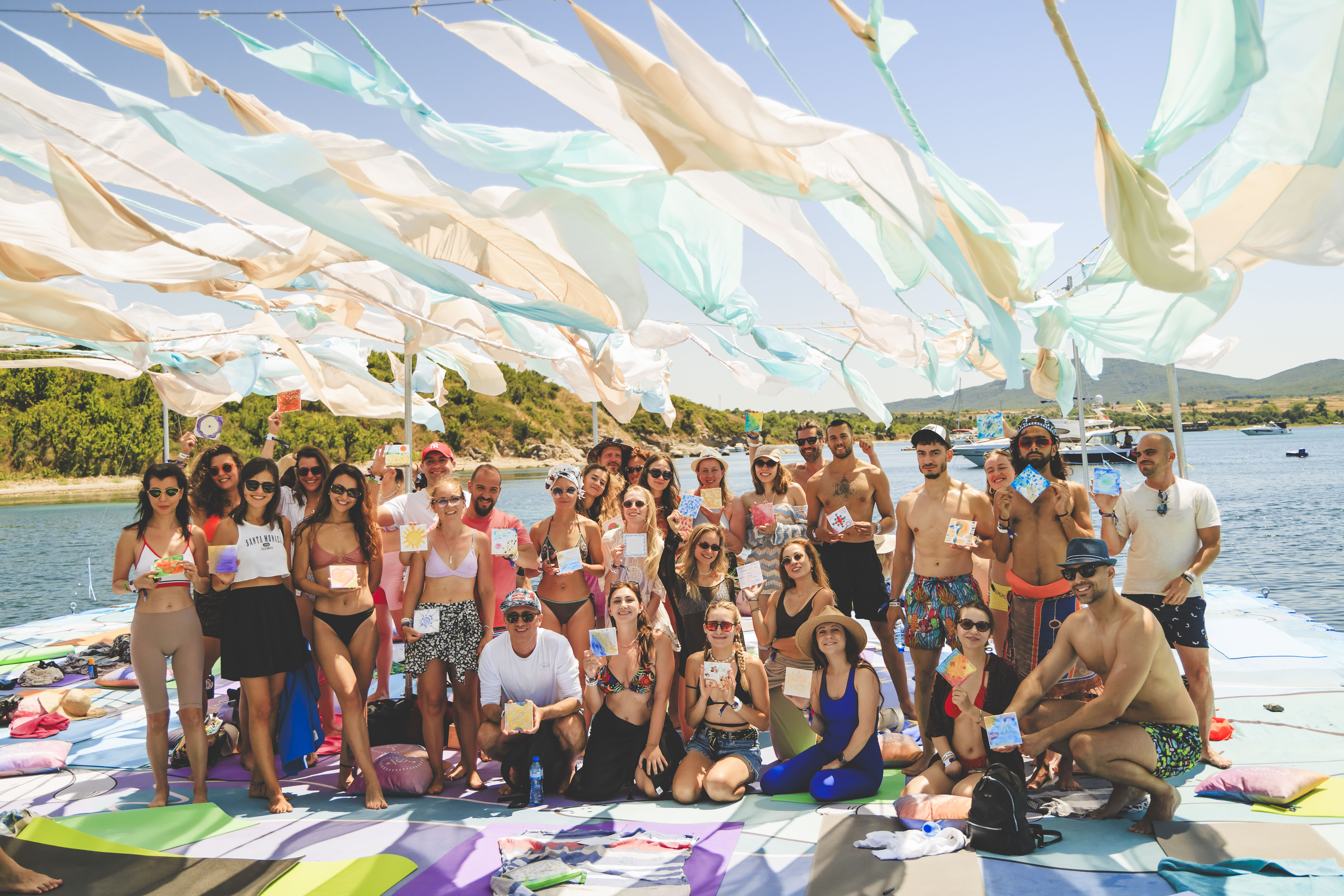 Wellbeing session on the floating platform